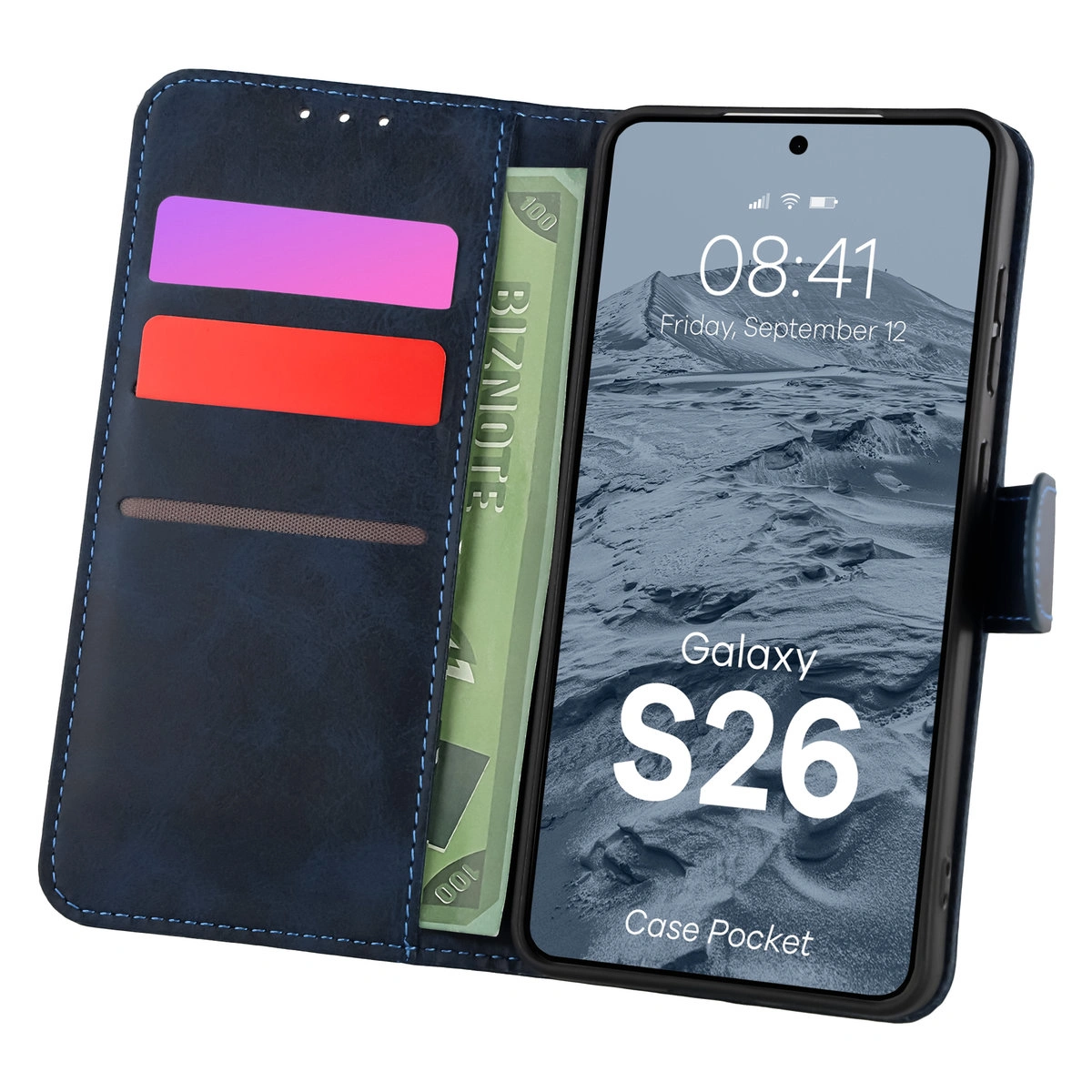 Etui z klapką z miejscem na karty Bizon Case Pocket do Samsung Galaxy S26