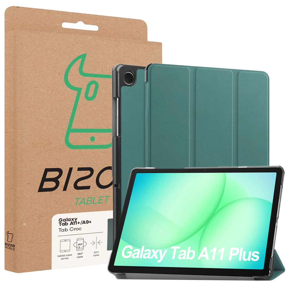 Przód pudełka Bizon Case z dedykowaną etykietą do Samsung Galaxy Tab A11 Plus / Samsung Galaxy Tab A9 Plus