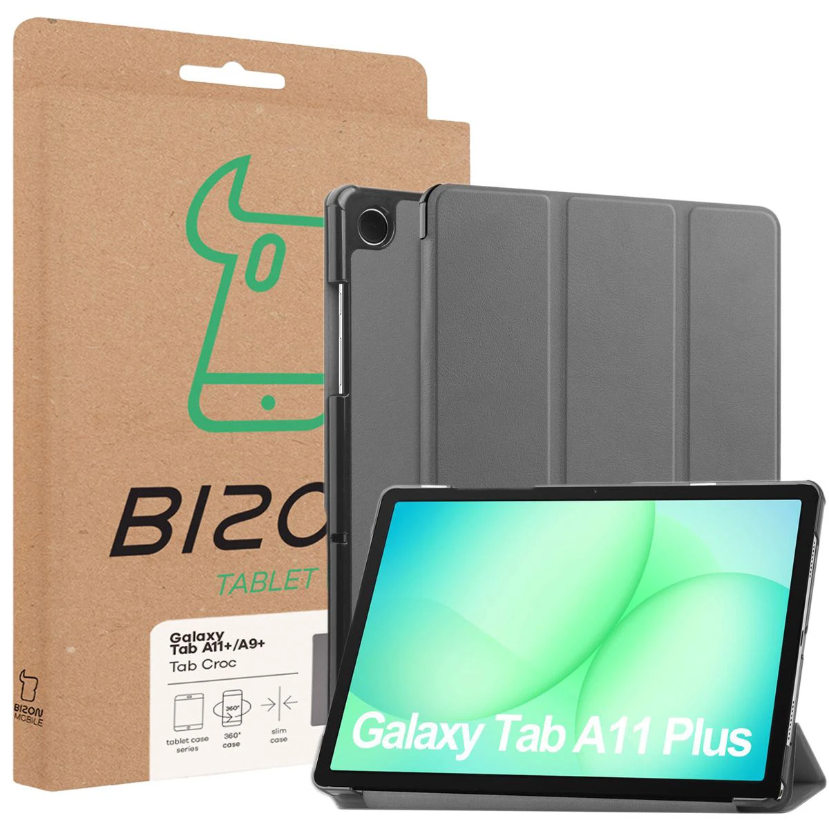 Przód pudełka Bizon Case z dedykowaną etykietą do Samsung Galaxy Tab A11 Plus / Samsung Galaxy Tab A9 Plus