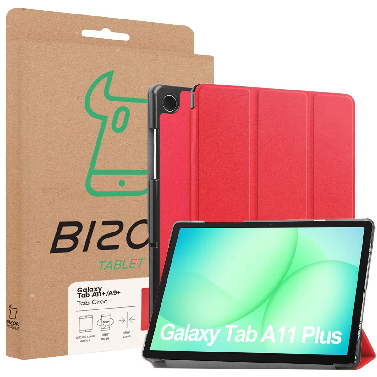 Przód pudełka Bizon Case z dedykowaną etykietą do Samsung Galaxy Tab A11 Plus / Samsung Galaxy Tab A9 Plus