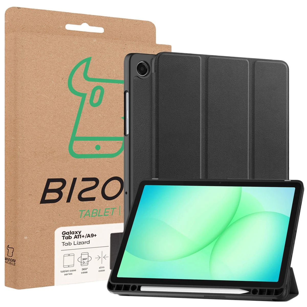 Przód pudełka Bizon Case z dedykowaną etykietą do Samsung Galaxy Tab A11 Plus / Samsung Galaxy Tab A9 Plus