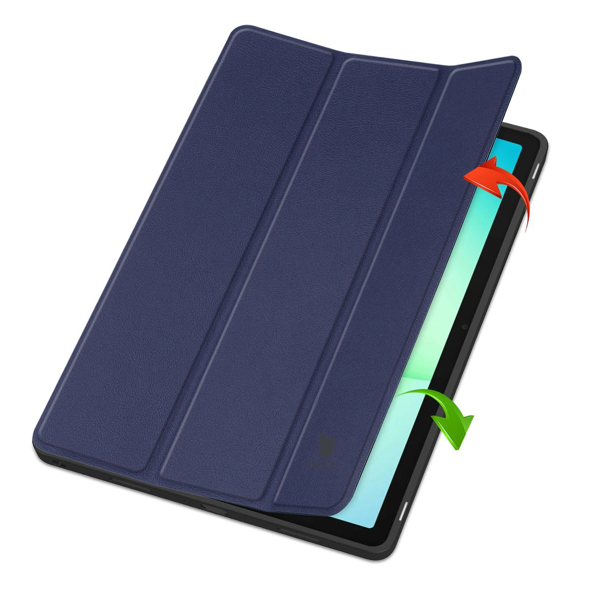 Dwa etui stojące na podwyższeniach, ukazujące funkcję zmiany w podstawkę do Samsung Galaxy Tab A11 Plus / Samsung Galaxy Tab A9 Plus