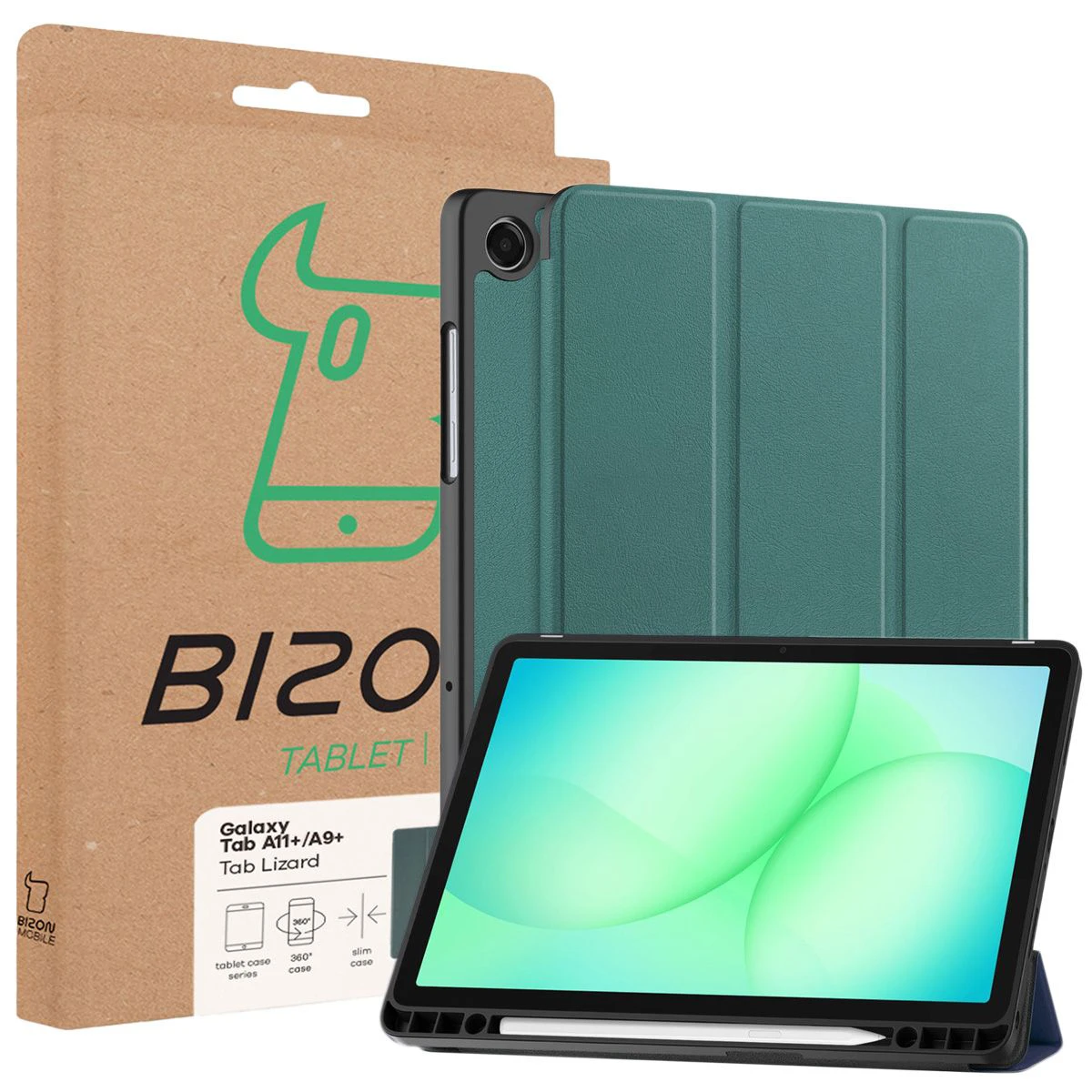 Przód pudełka Bizon Case z dedykowaną etykietą do Samsung Galaxy Tab A11 Plus / Samsung Galaxy Tab A9 Plus