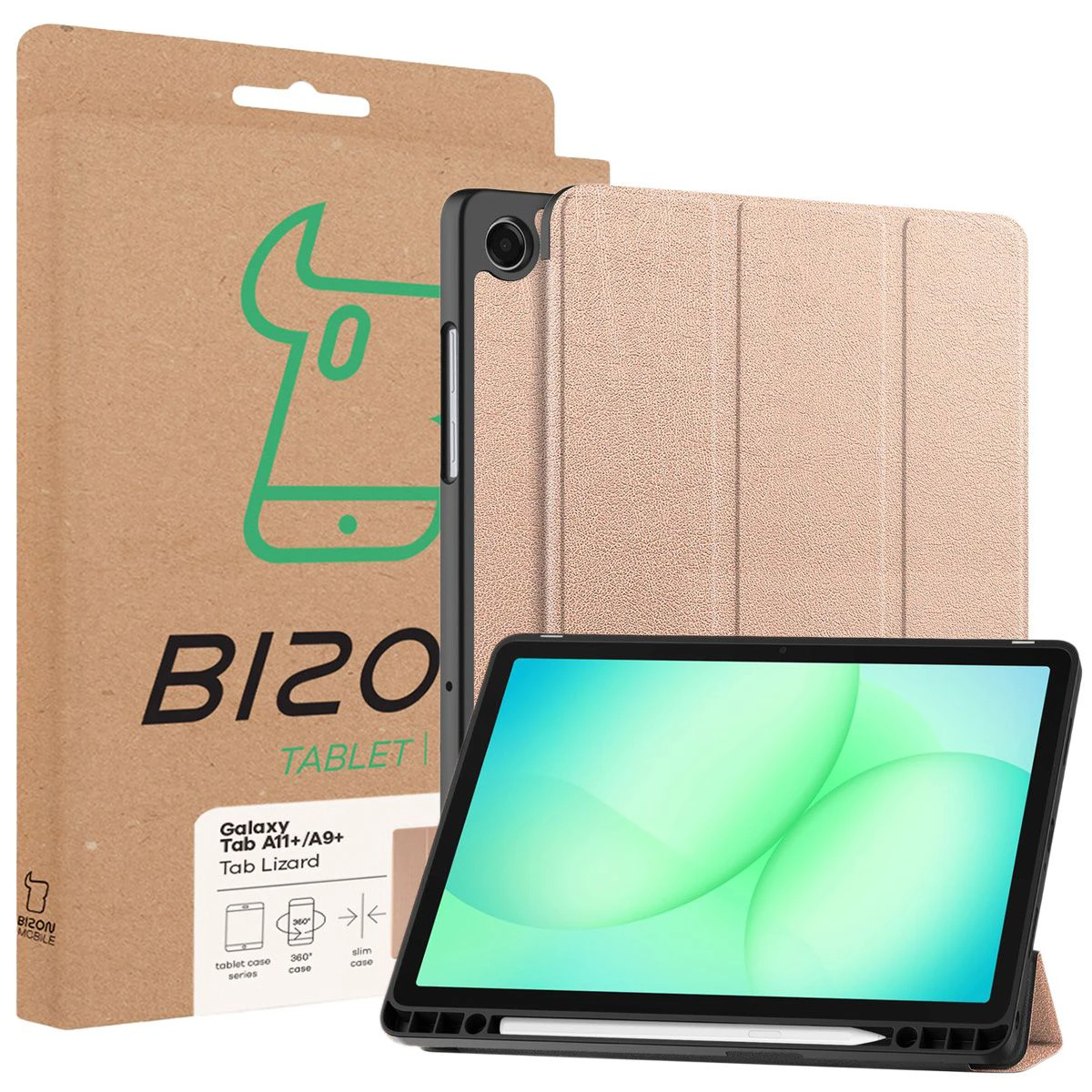 Przód pudełka Bizon Case z dedykowaną etykietą do Samsung Galaxy Tab A11 Plus / Samsung Galaxy Tab A9 Plus