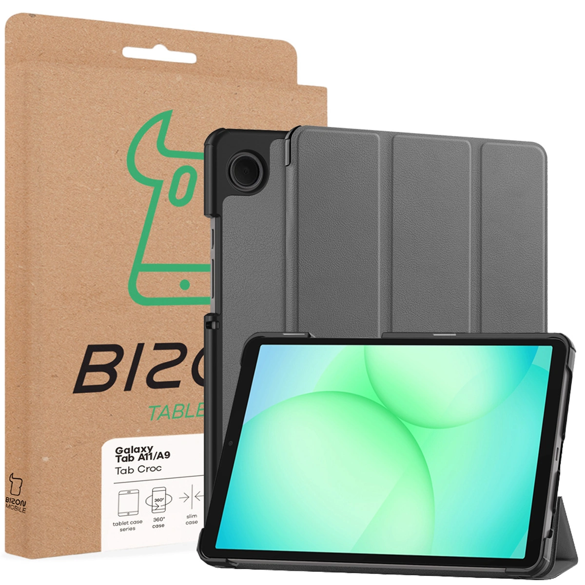 Przód pudełka Bizon Case z dedykowaną etykietą do Samsung Galaxy Tab A11 / Samsung Galaxy Tab A9