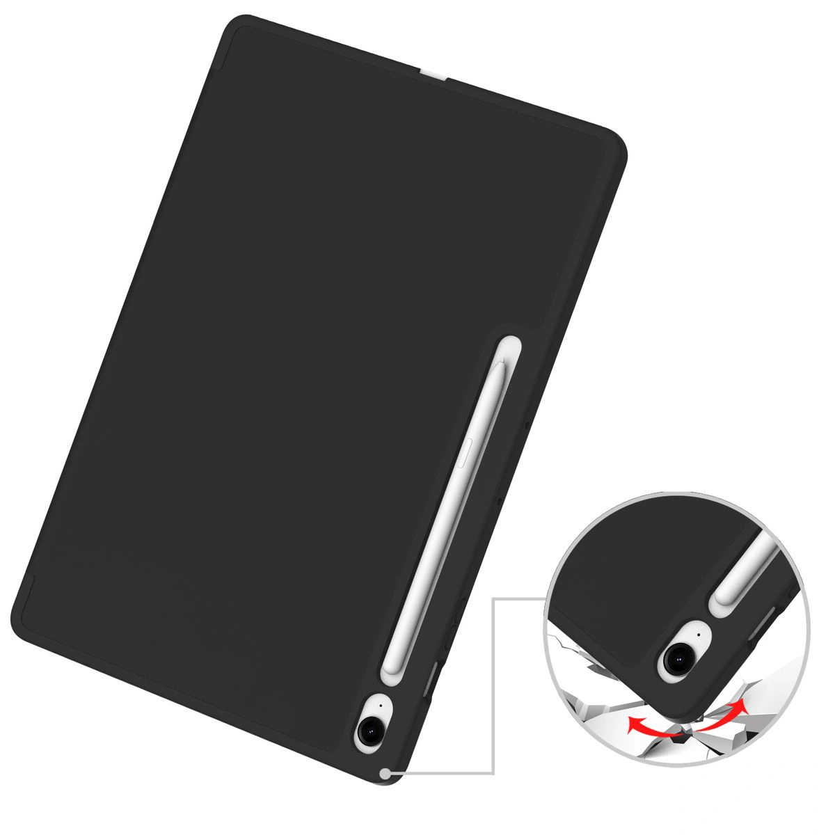 Darstellung der strapazierfähigen Kanten des Etuis für das Samsung Galaxy Tab S10 FE Plus