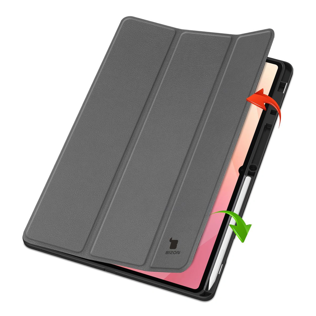 Dwa etui stojące na podwyższeniach, ukazujące funkcję zmiany w podstawkę do Samsung Galaxy Tab S11 Ultra