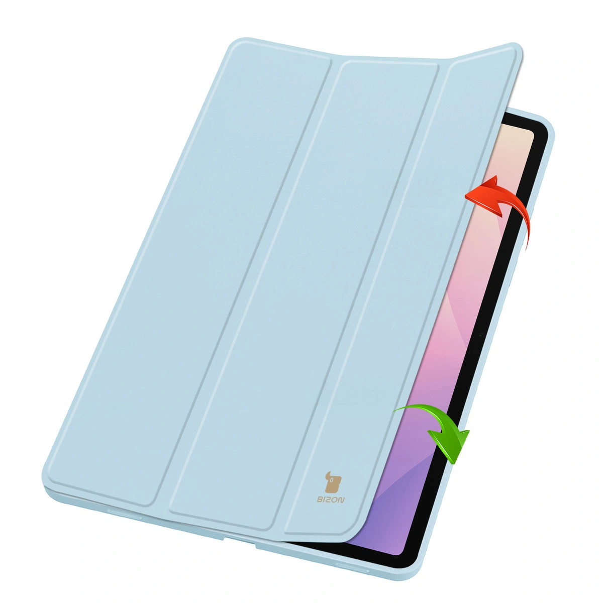 Dwa etui stojące na podwyższeniach, ukazujące funkcję zmiany w podstawkę do Samsung Galaxy Tab S11