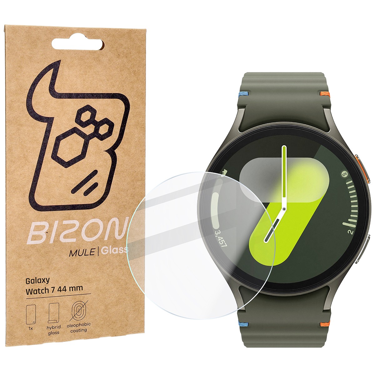 Szkło hybrydowe na ekran Bizon Glass Watch Mule do Galaxy Watch 7 44 mm