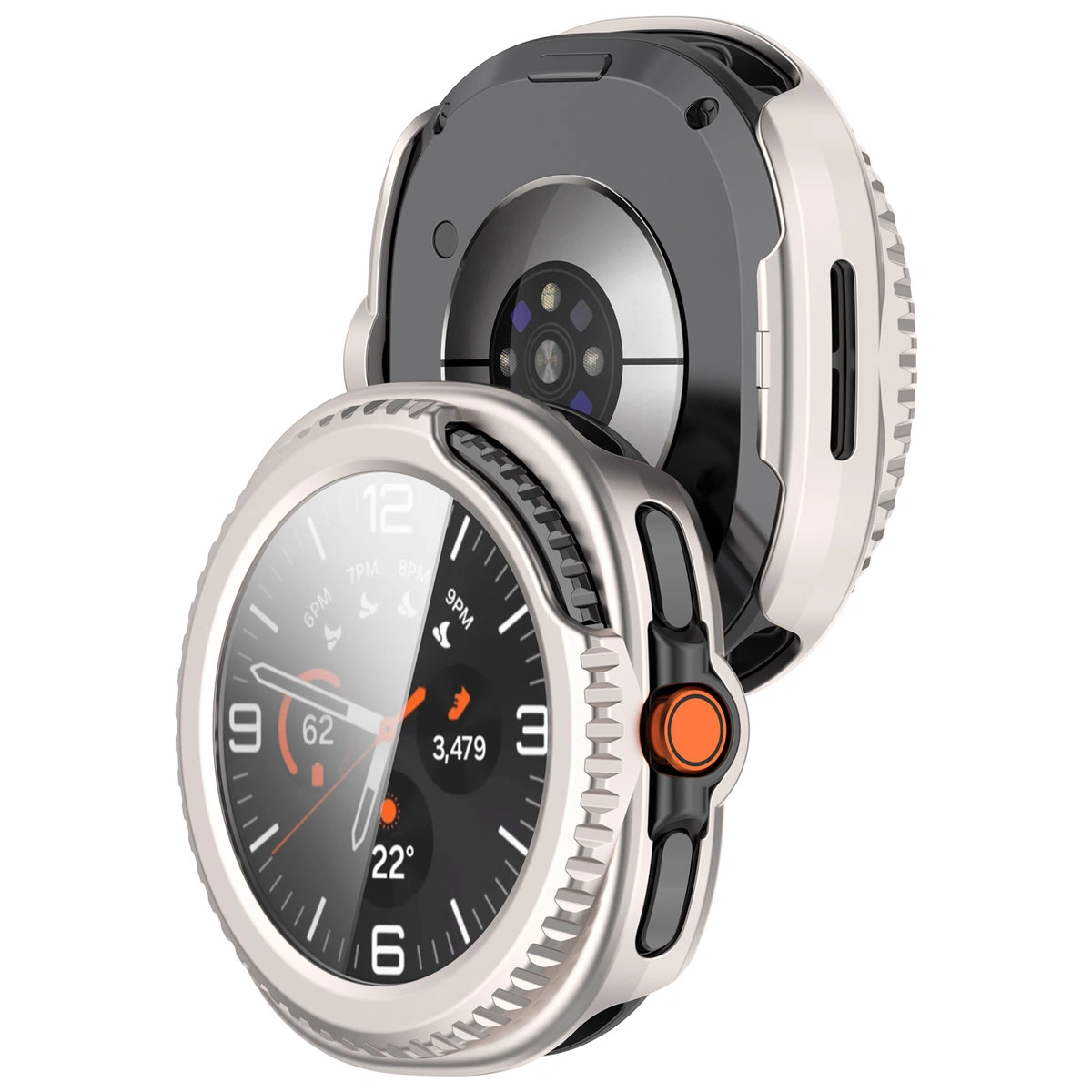 Etui z wbudowanym szkłem Bizon Case+Glass Watch do Galaxy Watch 8 Classic 46 mm