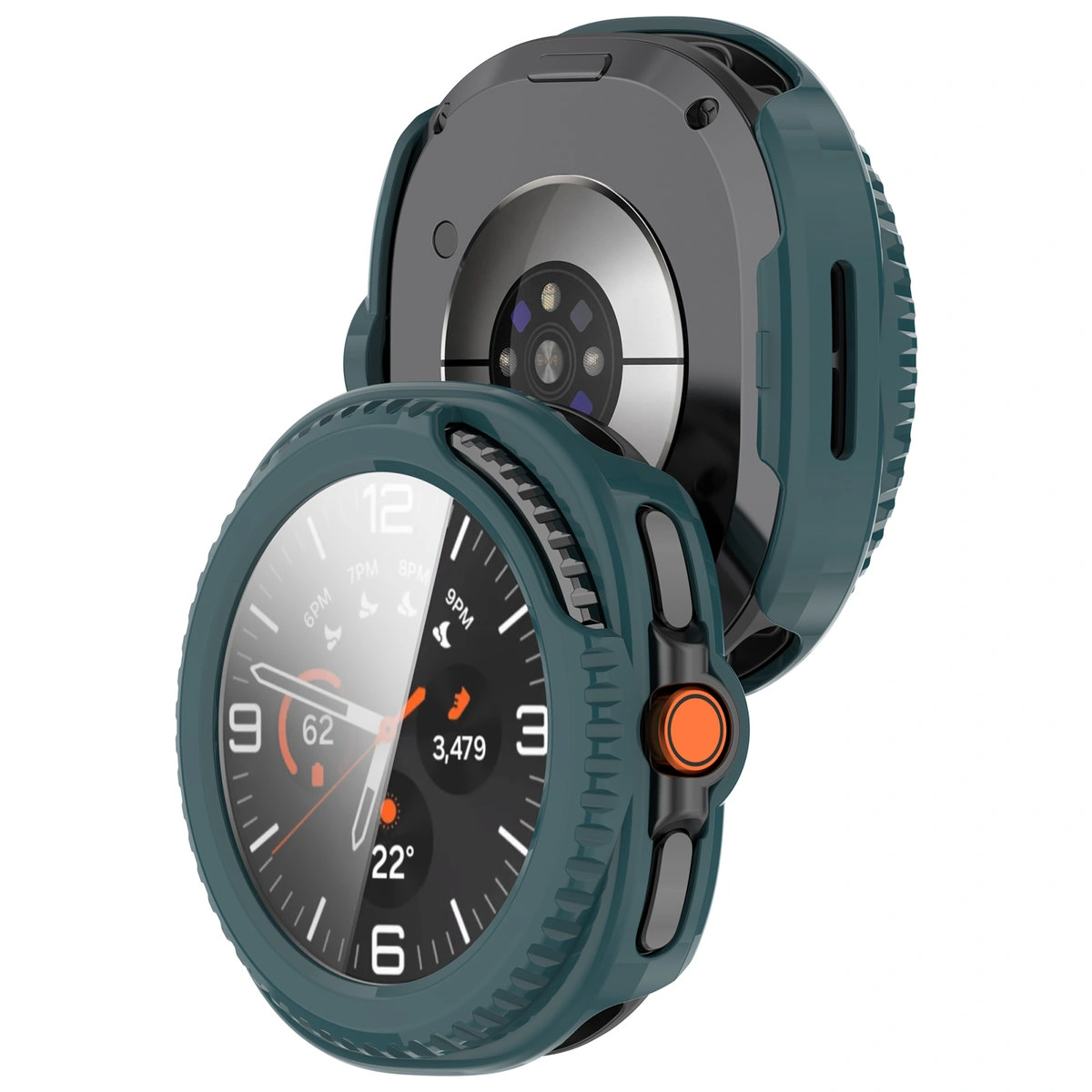 Etui z wbudowanym szkłem Bizon Case+Glass Watch do Galaxy Watch 8 Classic 46 mm