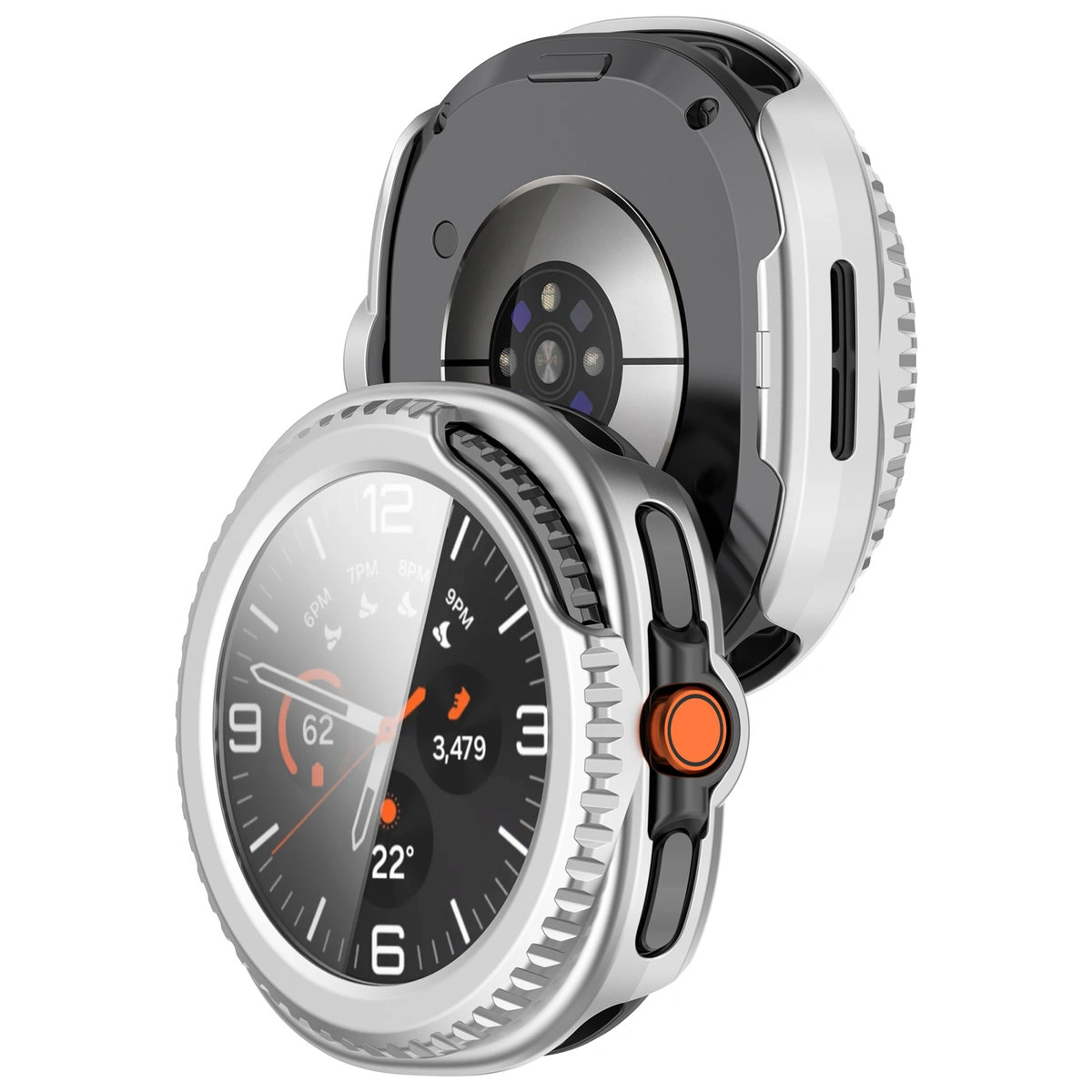 Etui z wbudowanym szkłem Bizon Case+Glass Watch do Galaxy Watch 8 Classic 46 mm