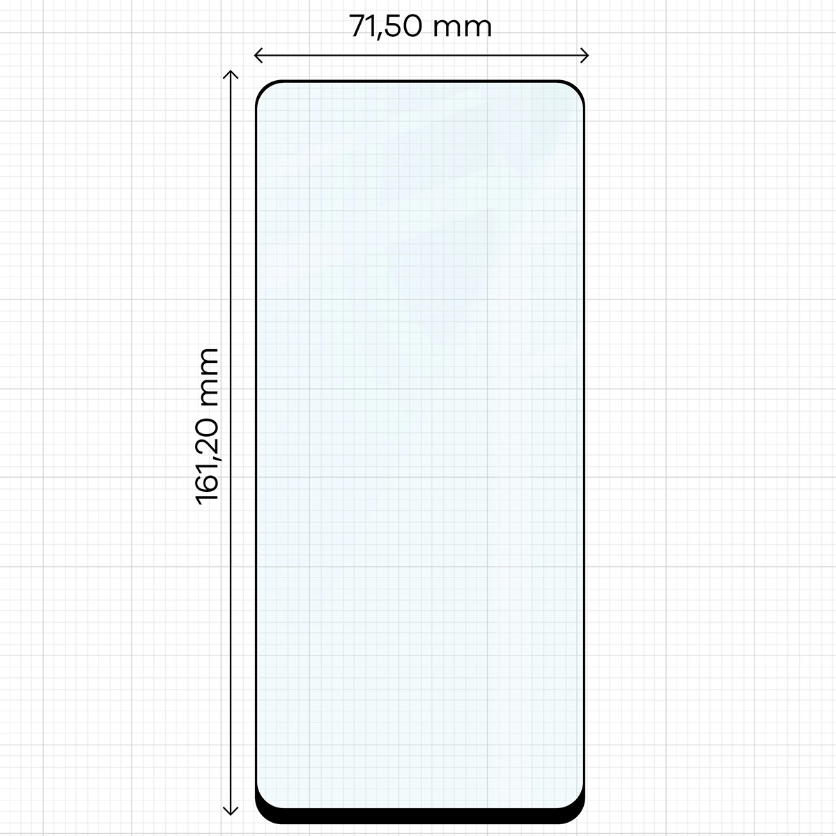 Wymiary szkła Bizon Glass Edge Duo do Samsung Galaxy XCover 7 Pro / Samsung Galaxy XCover 6 Pro