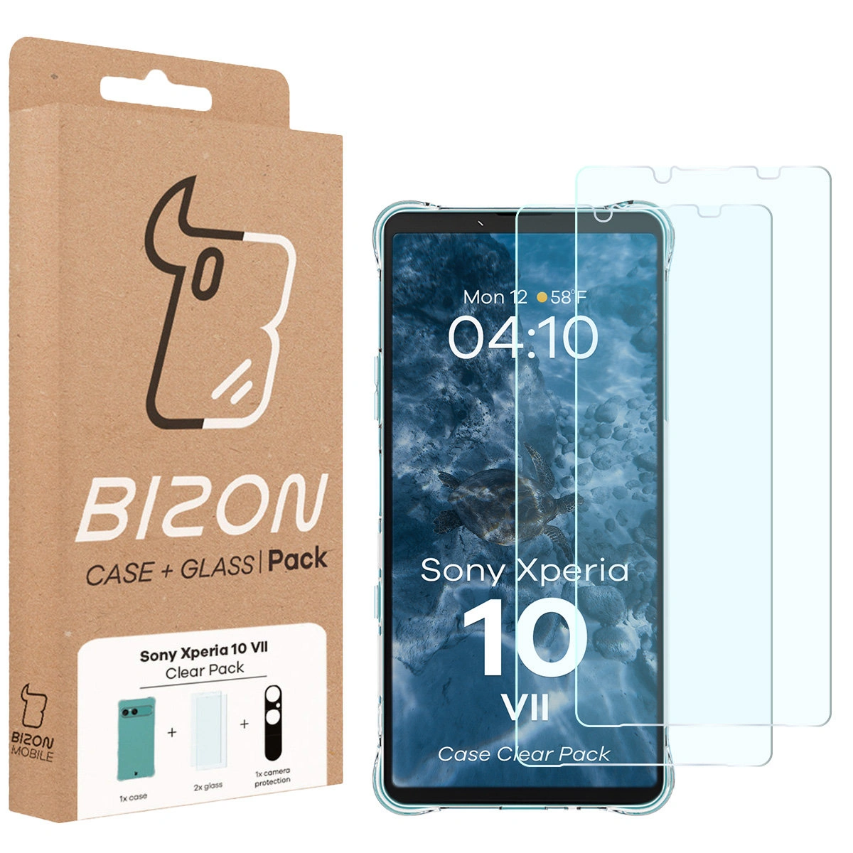 Etui Bizon Case Salpa + szkło hartowane Bizon Glass Clear 2 - 2 szt. + szkiełko na obiektyw Bizon Glass Lens, Sony Xperia 10 VII