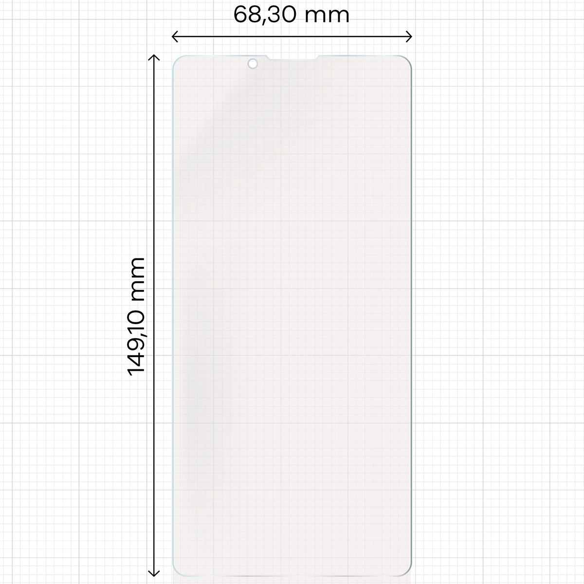 Miarka z wymiarami folii matowej Bizon Glass Film Sun do Sony Xperia 10 VII