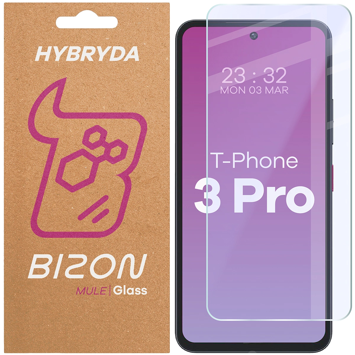 Szkło hybrydowe na ekran Bizon Glass Mule do T Phone 3 Pro