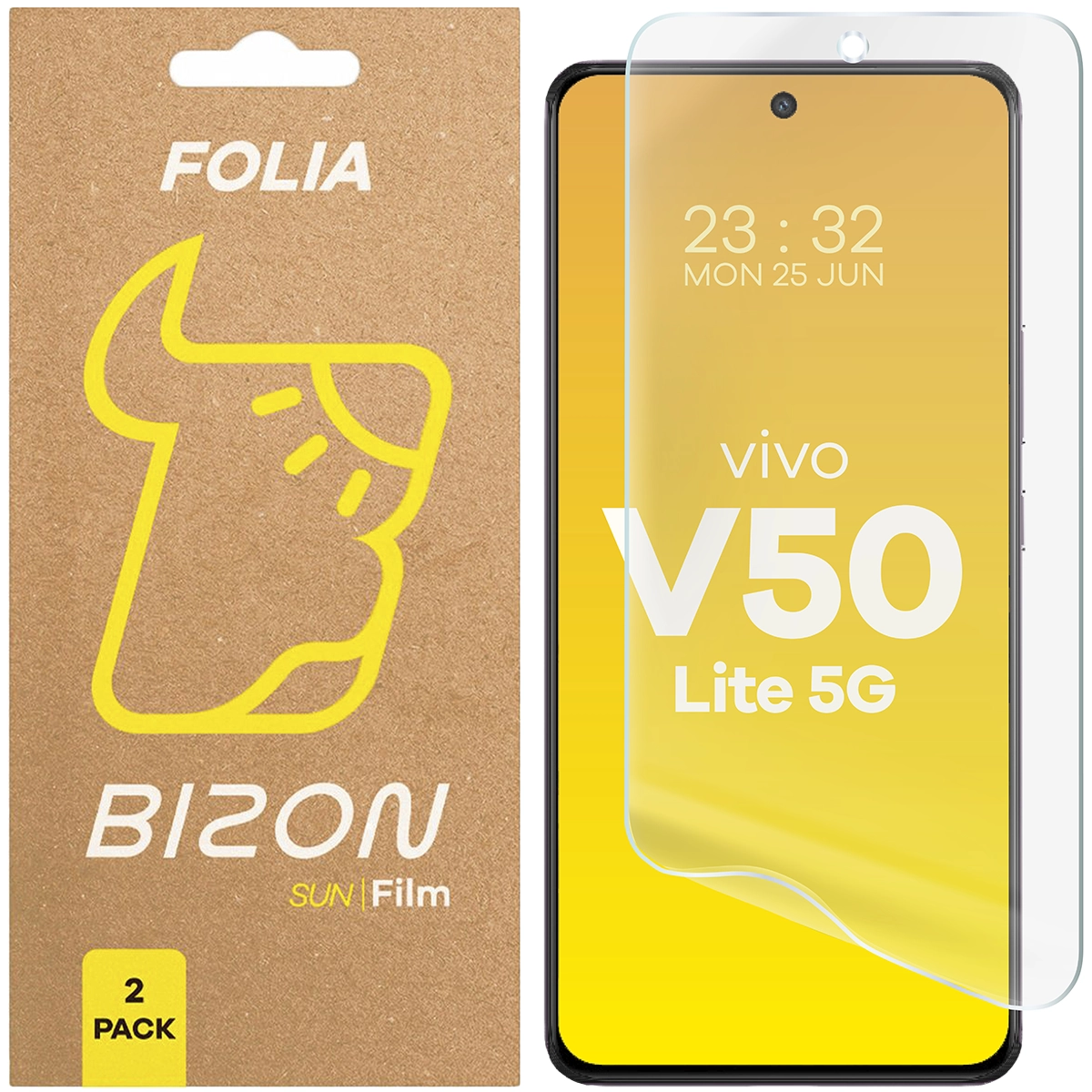Folia matowa na ekran Bizon Glass Film Sun do Vivo V50 Lite 5G, 2 sztuki