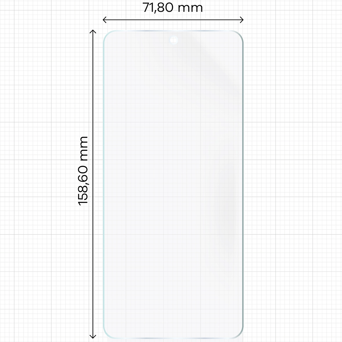 Miarka z wymiarami folii matowej Bizon Glass Film Sun do Vivo V50 Lite 5G