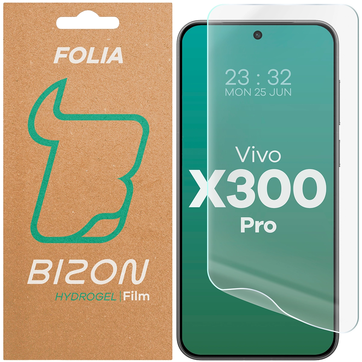 Pudełko i folia hydrożelowa na ekran Bizon Glass Hydrogel Front do Vivo X300 Pro