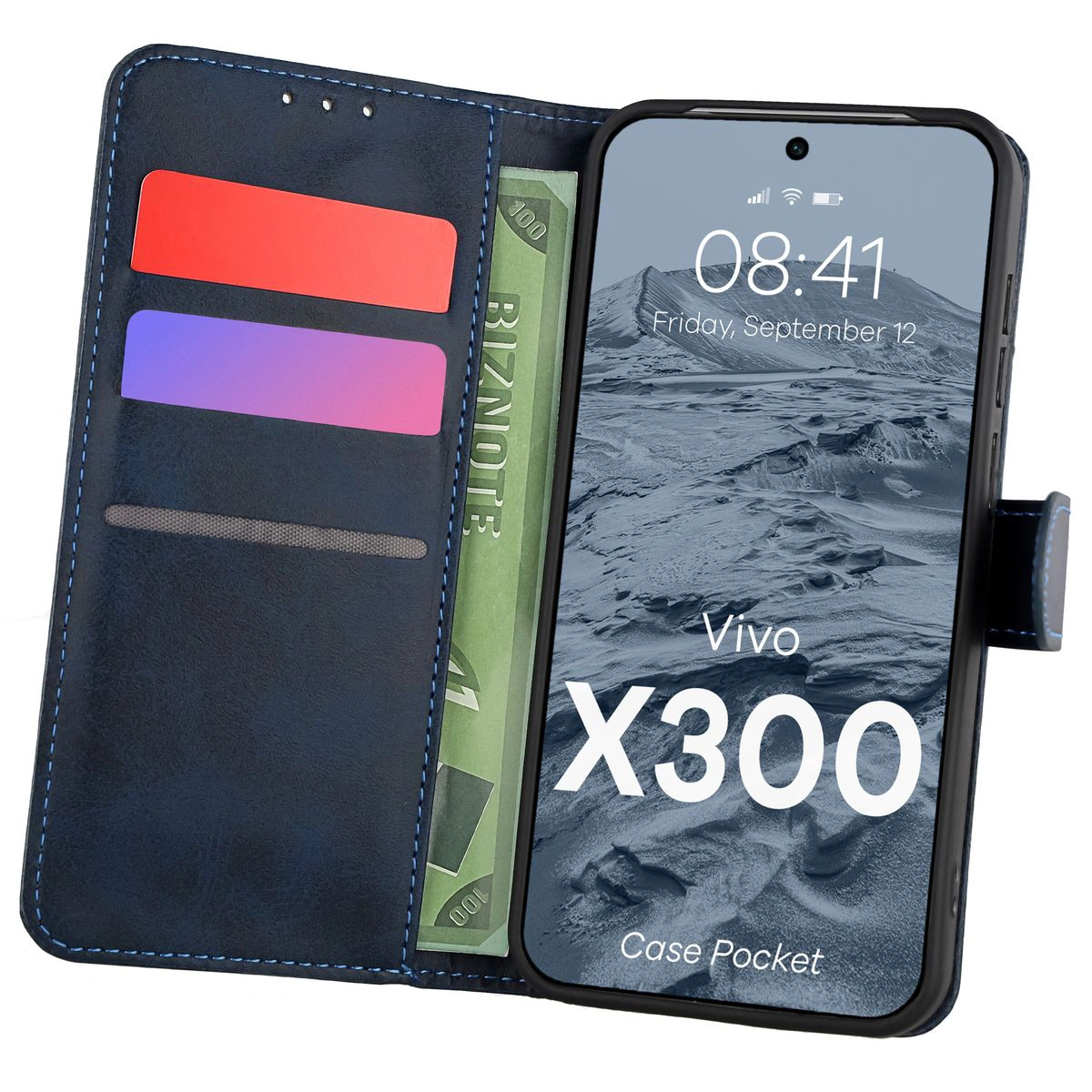 Etui z klapką z miejscem na karty Bizon Case Pocket do Vivo X300