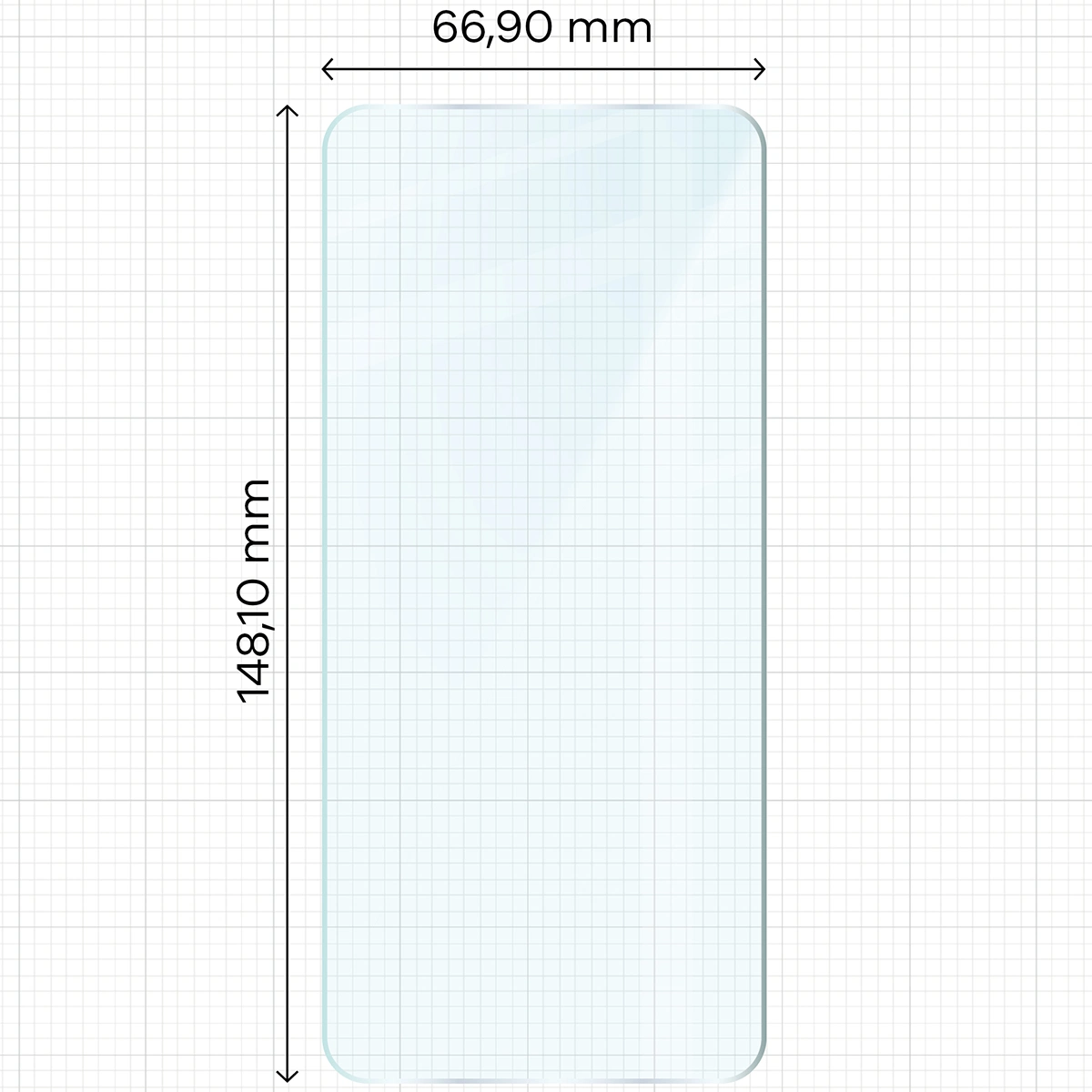 Miarka z wymiarami szkła hartowanego Bizon Glass Clear Duo do Xiaomi 14 / 13