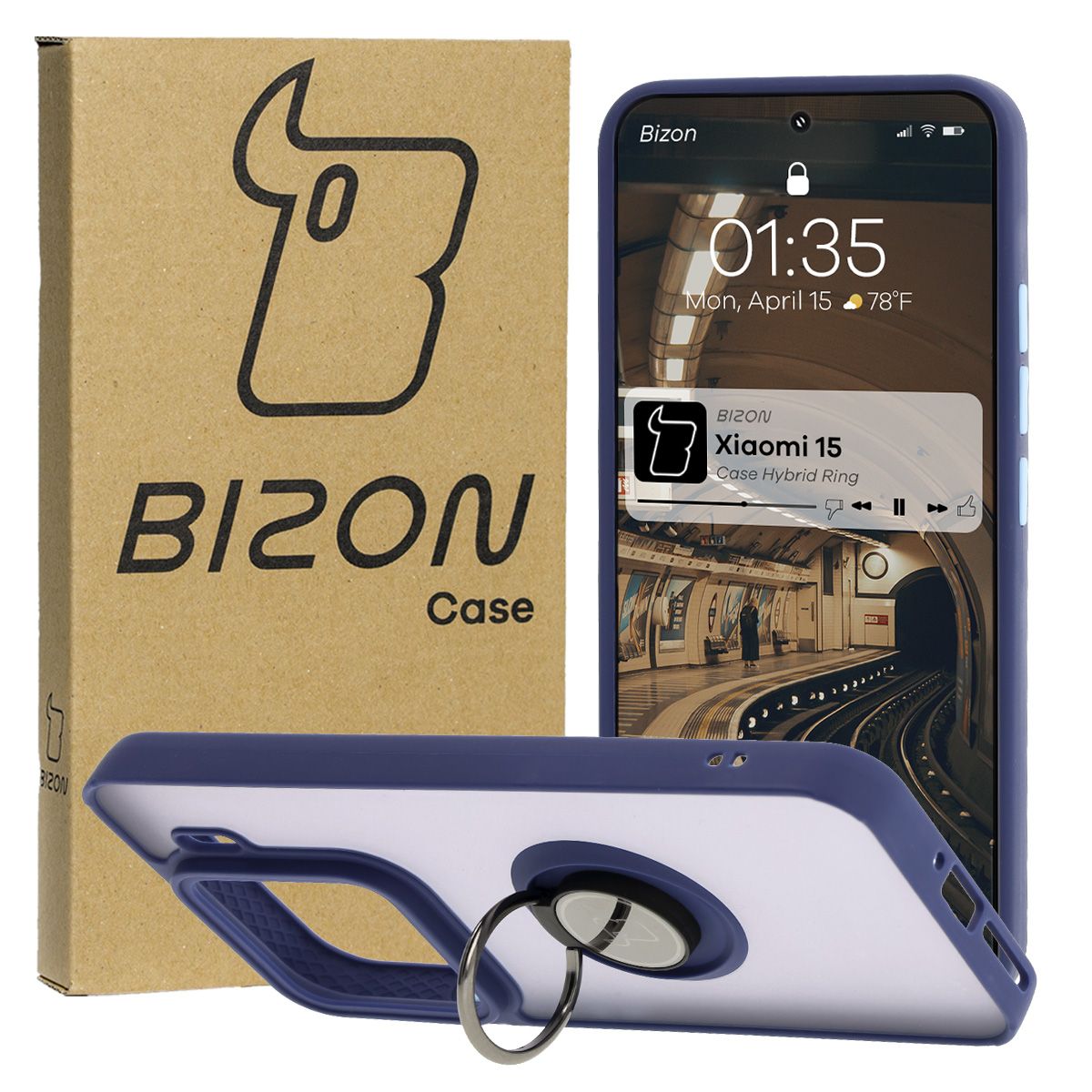 Bizon Case Hybrid Ring Finger Grip Case for Xiaomi 15