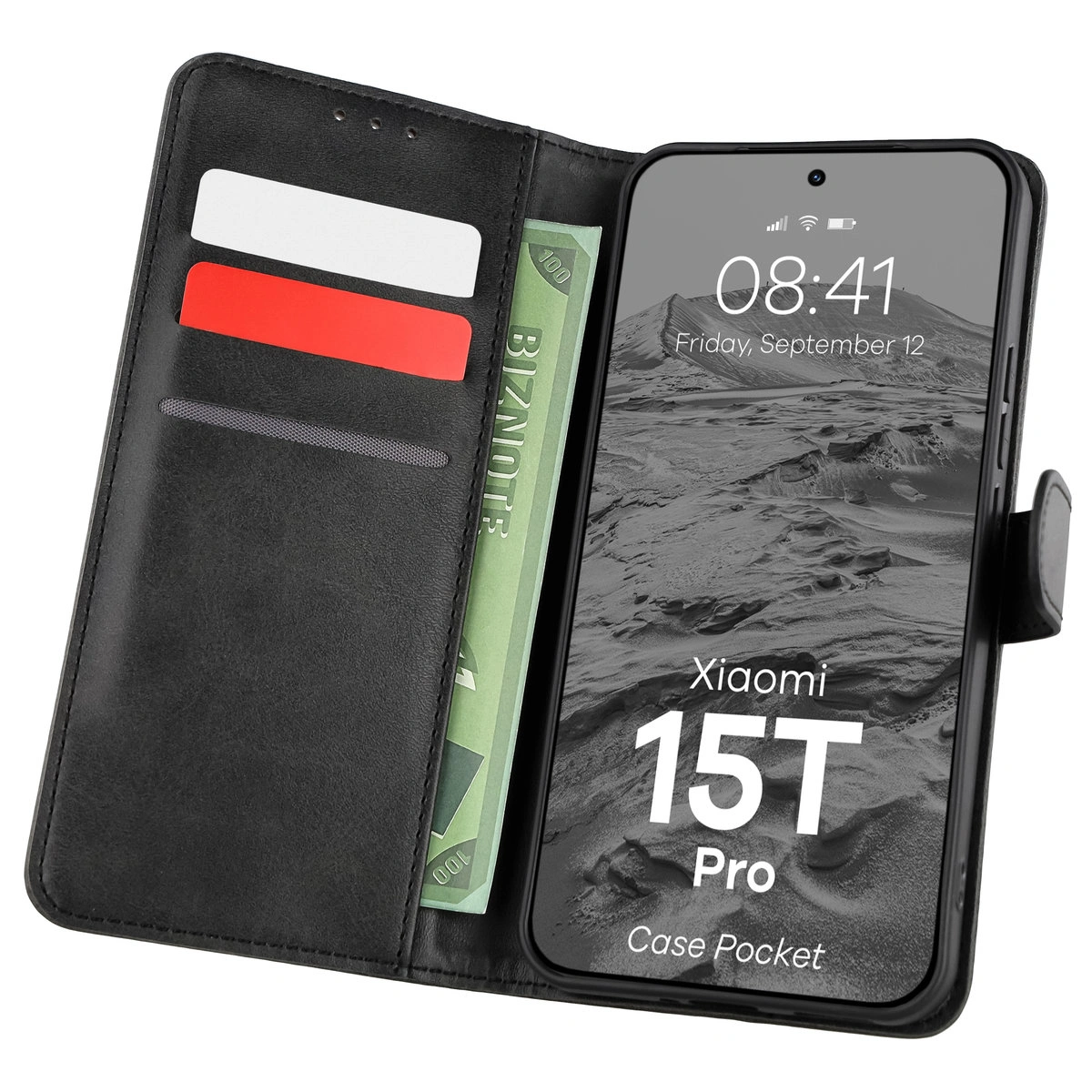Etui z klapką z miejscem na karty Bizon Case Pocket do Xiaomi 15T Pro