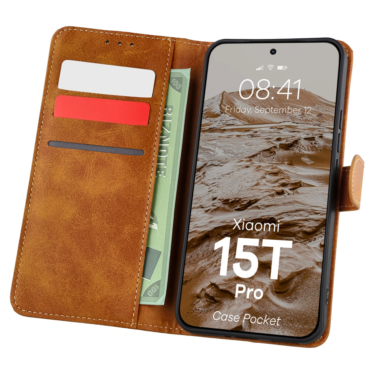 Etui z klapką z miejscem na karty Bizon Case Pocket do Xiaomi 15T Pro
