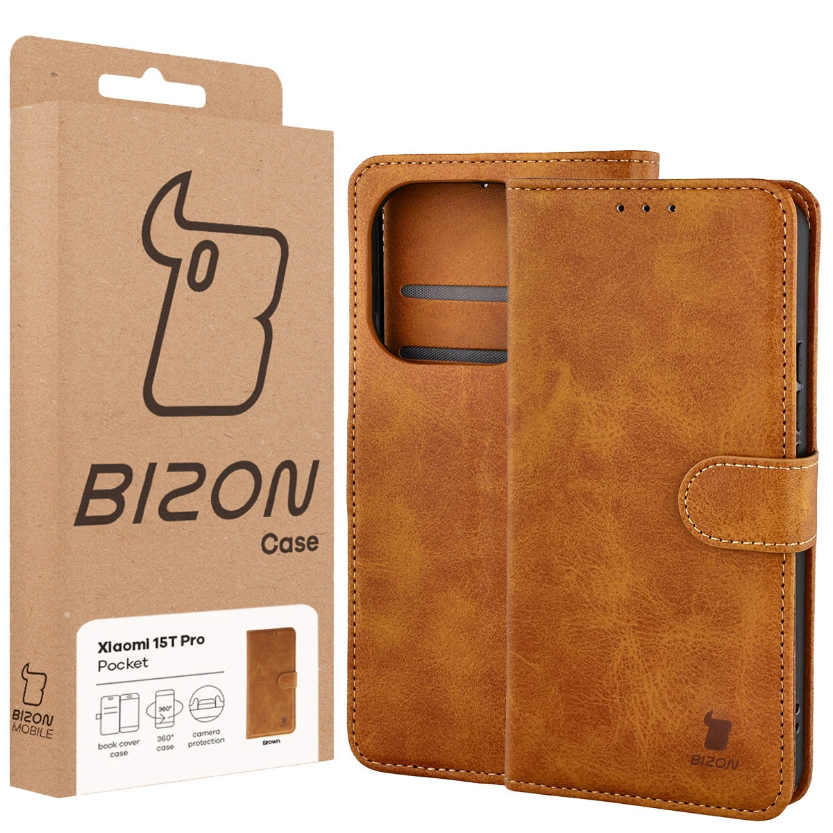 Przód pudełka Bizon Case z dedykowaną etykietą do Xiaomi 15T Pro