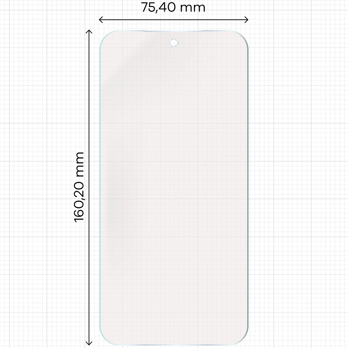 Miarka z wymiarami folii matowej Bizon Glass Film Sun do Xiaomi 15T Pro