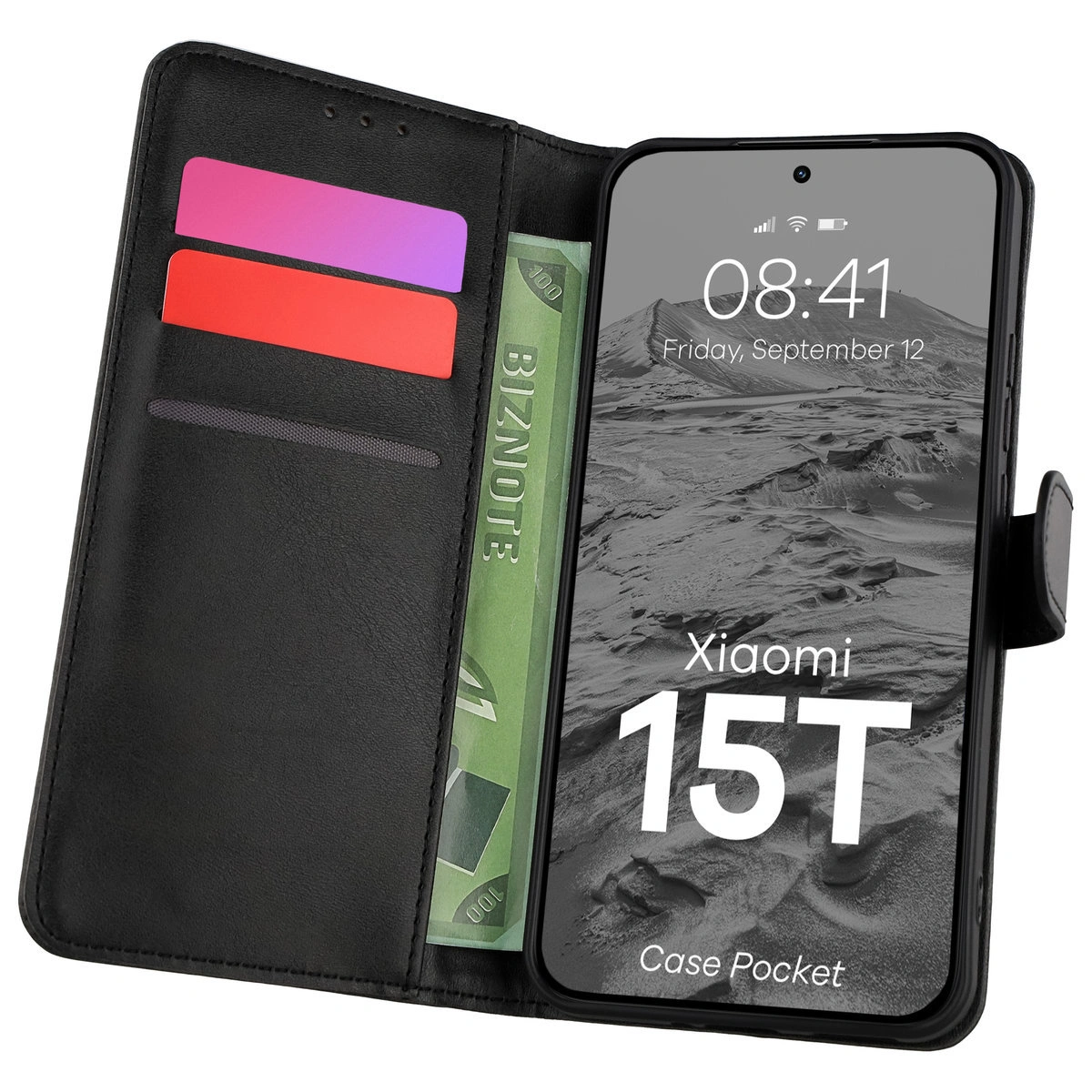 Etui z klapką z miejscem na karty Bizon Case Pocket do Xiaomi 15T