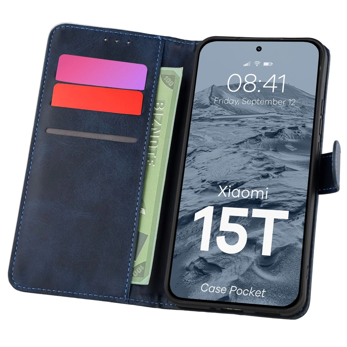 Etui z klapką z miejscem na karty Bizon Case Pocket do Xiaomi 15T