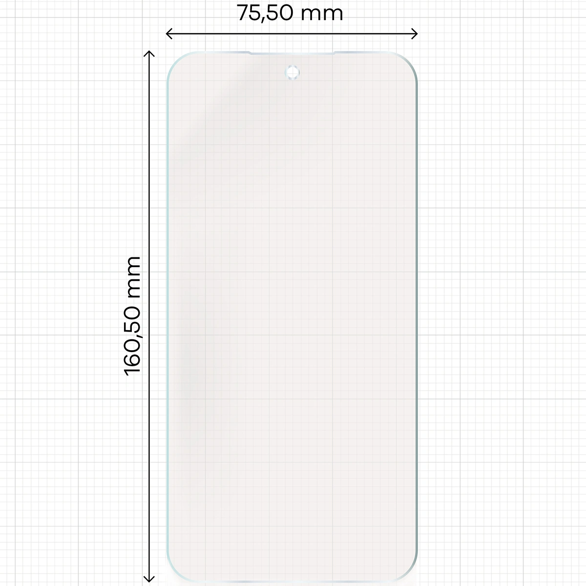 Miarka z wymiarami folii matowej Bizon Glass Film Sun do Xiaomi 15T