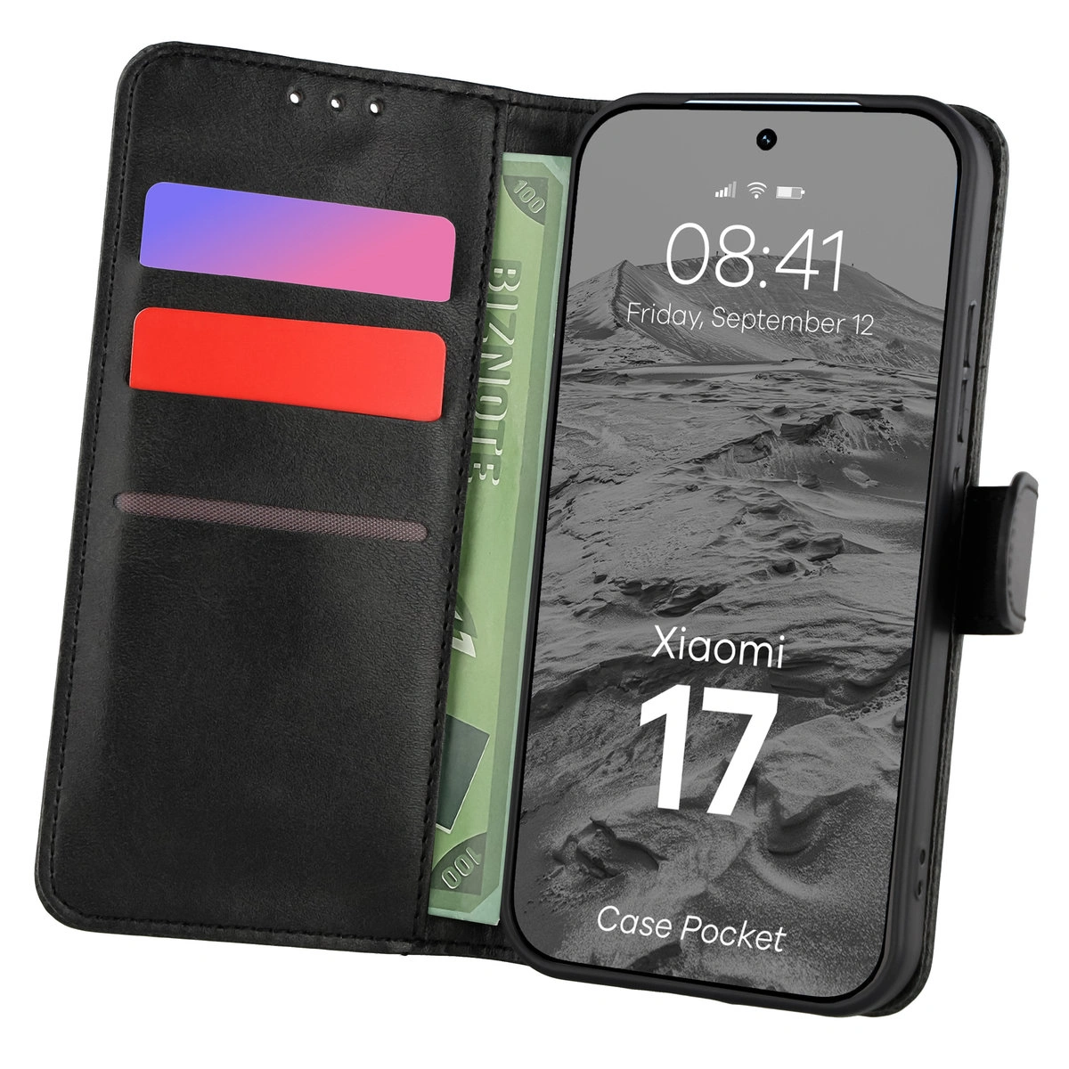 Etui z klapką z miejscem na karty Bizon Case Pocket do Xiaomi 17