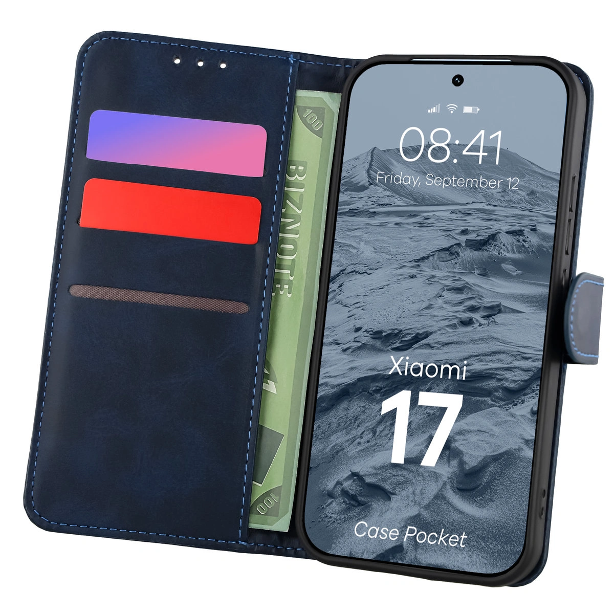 Etui z klapką z miejscem na karty Bizon Case Pocket do Xiaomi 17
