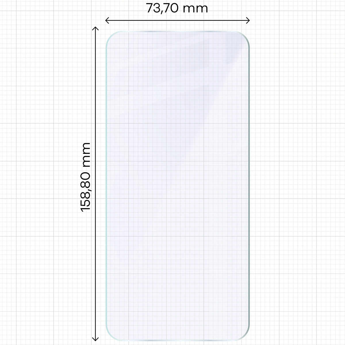Miarka z wymiarami szkła hybrydowego Bizon Glass Mule Duo do Xiaomi POCO F7