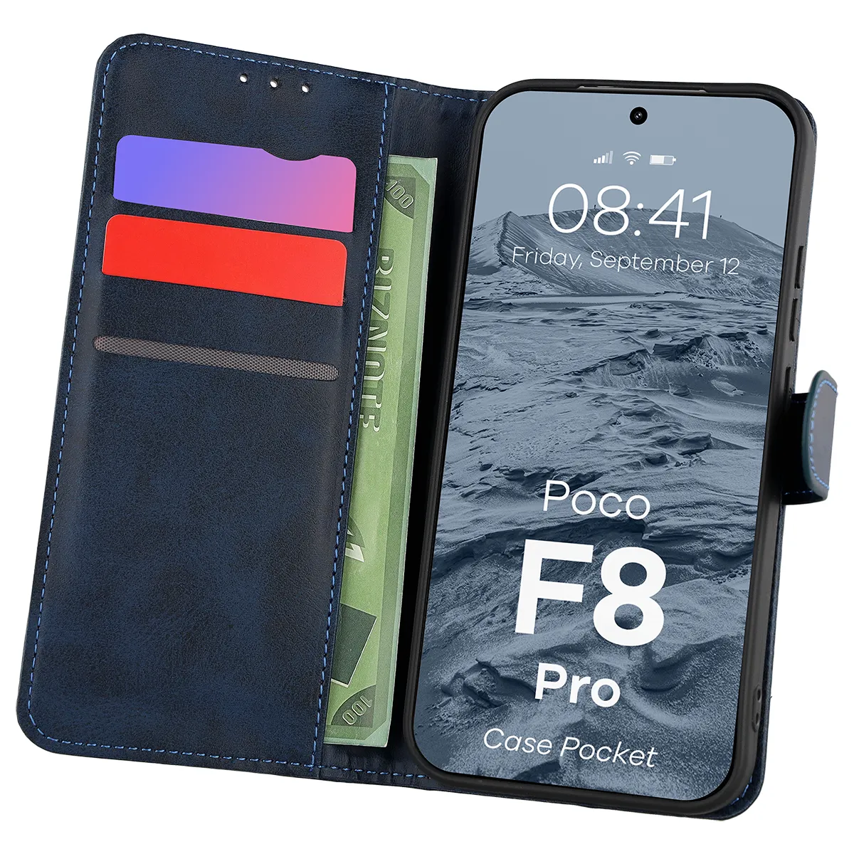 Etui z klapką z miejscem na karty Bizon Case Pocket do Xiaomi POCO F8 Pro