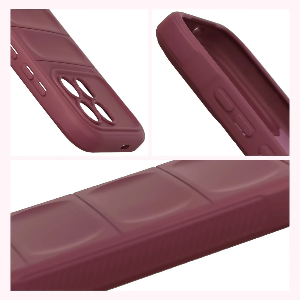 Teksturowane boki i podwyższone krawędzie ekranu i aparatu w etui Bizon Case Tur do Xiaomi POCO F8 Pro