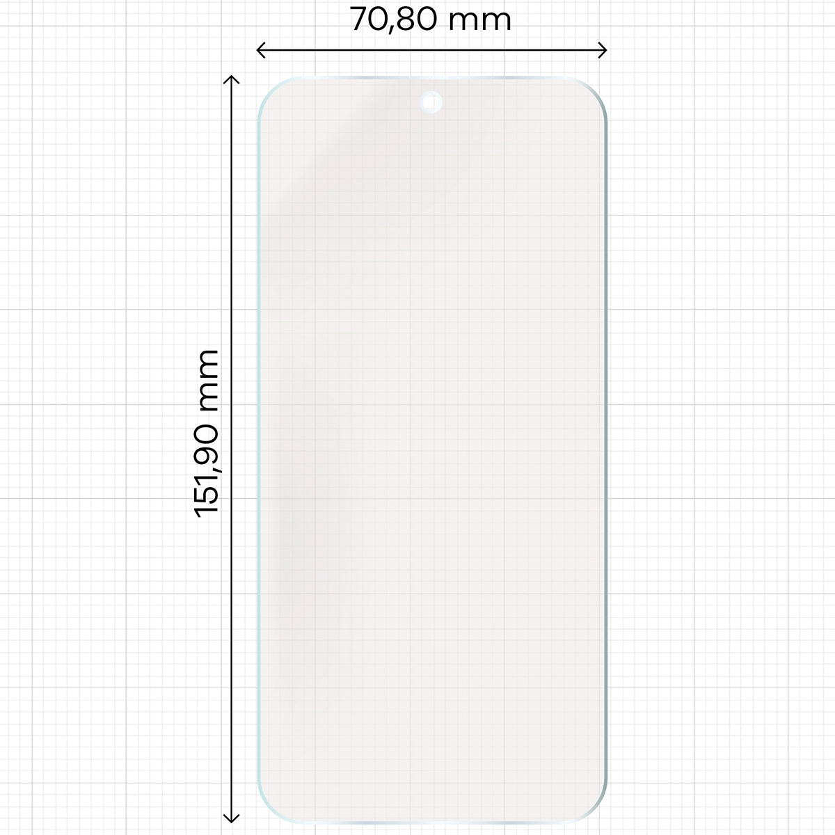 Miarka z wymiarami folii matowej Bizon Glass Film Sun do Xiaomi POCO F8 Pro