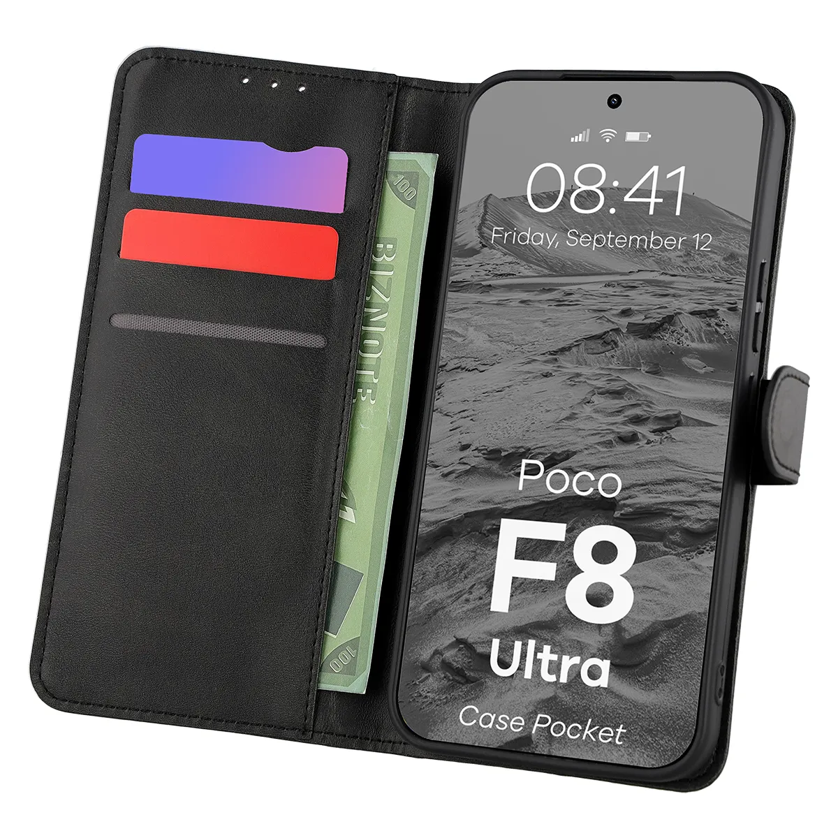 Etui z klapką z miejscem na karty Bizon Case Pocket do Xiaomi POCO F8 Ultra
