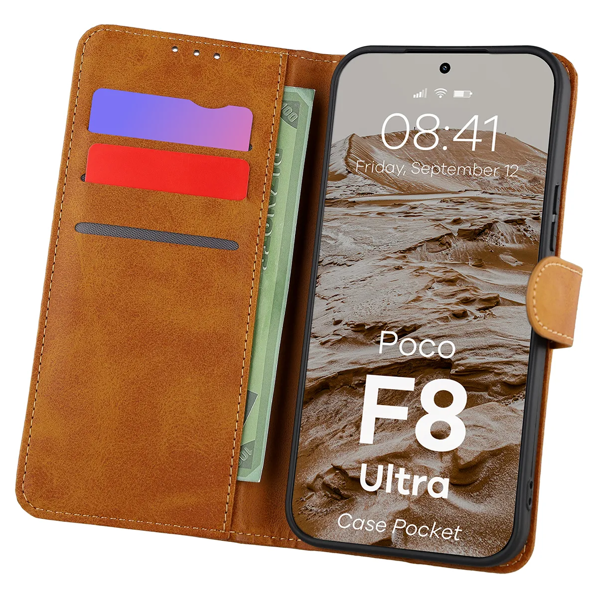 Etui z klapką z miejscem na karty Bizon Case Pocket do Xiaomi POCO F8 Ultra