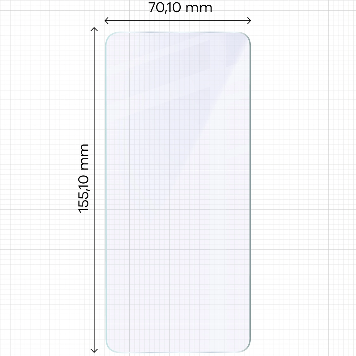 Miarka z wymiarami szkła hybrydowego Bizon Glass Mule Duo do Xiaomi POCO X7 Pro