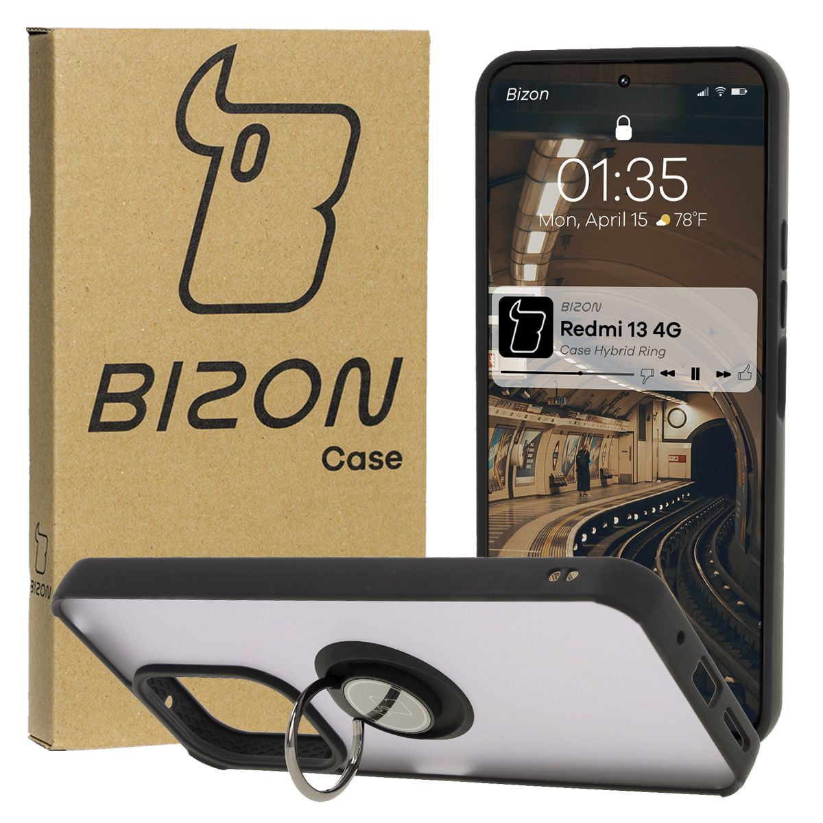 Ujjhúzós tok Bizon Case Hybrid Ring Xiaomi Redmi 13 4G-hez