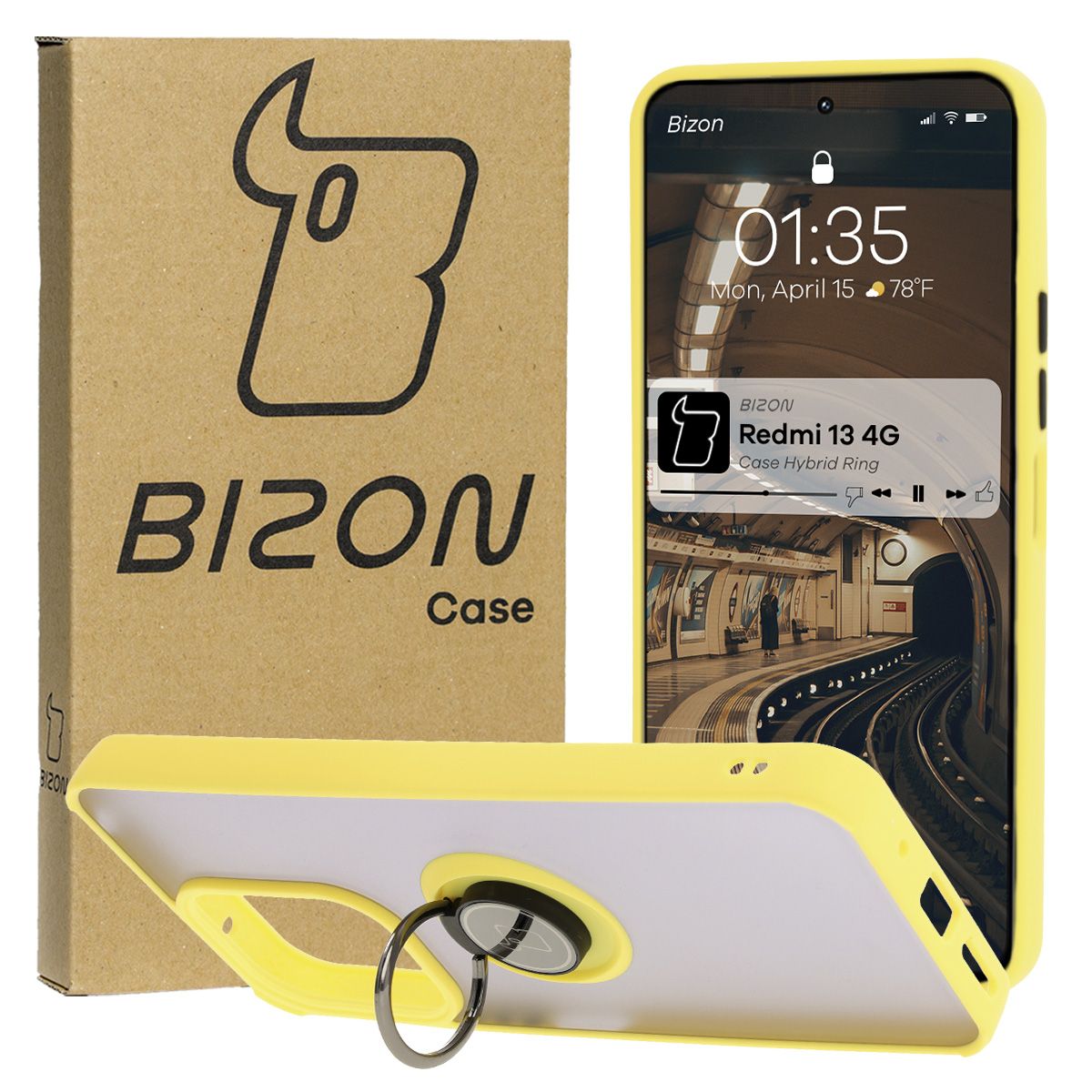 Ujjra szerelhető tok Bizon Case Hybrid Ring Xiaomi Redmi 13 4G-hoz