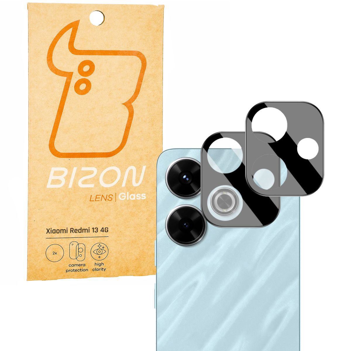 Szkło na aparat telefonu Bizon Glass Silk Lens do Xiaomi Redmi 13 4G, 2 sztuki