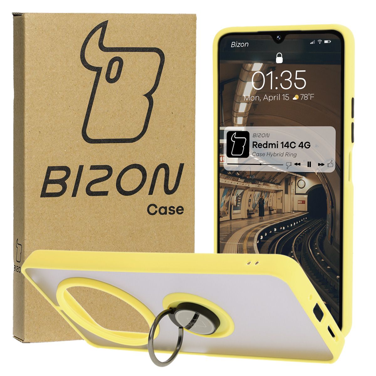 Ujjfogós tok Bizon Case Hybrid Ring Xiaomi Redmi 14C 4G / POCO C75 készülékhez