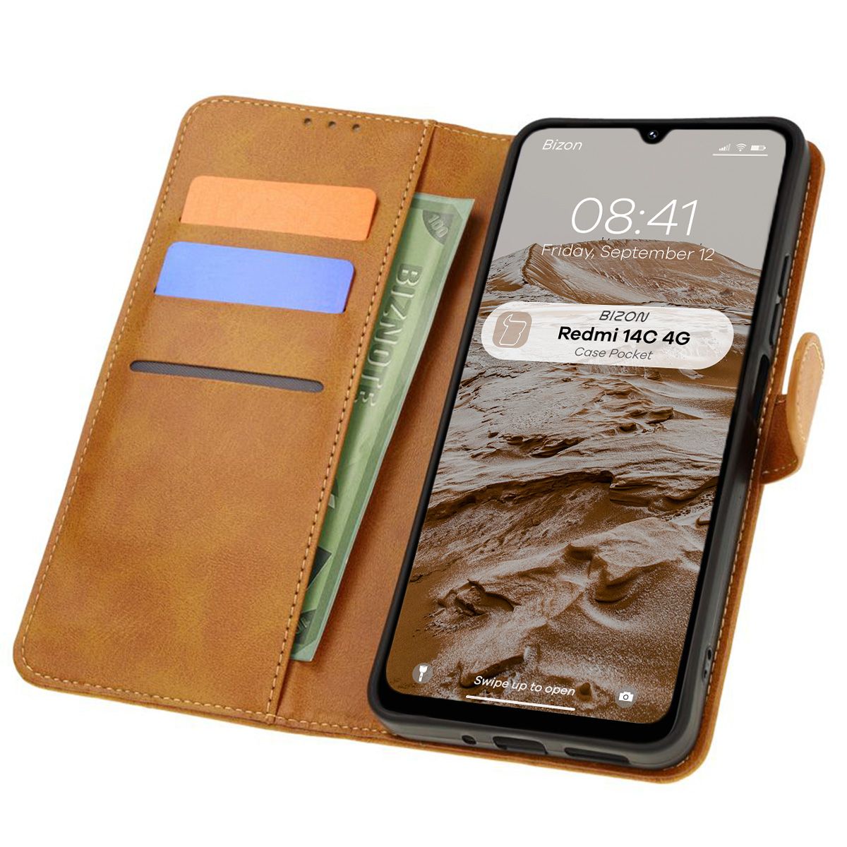 Etui cu clapetă Bizon Case Pocket pentru Xiaomi Redmi 14C 4G