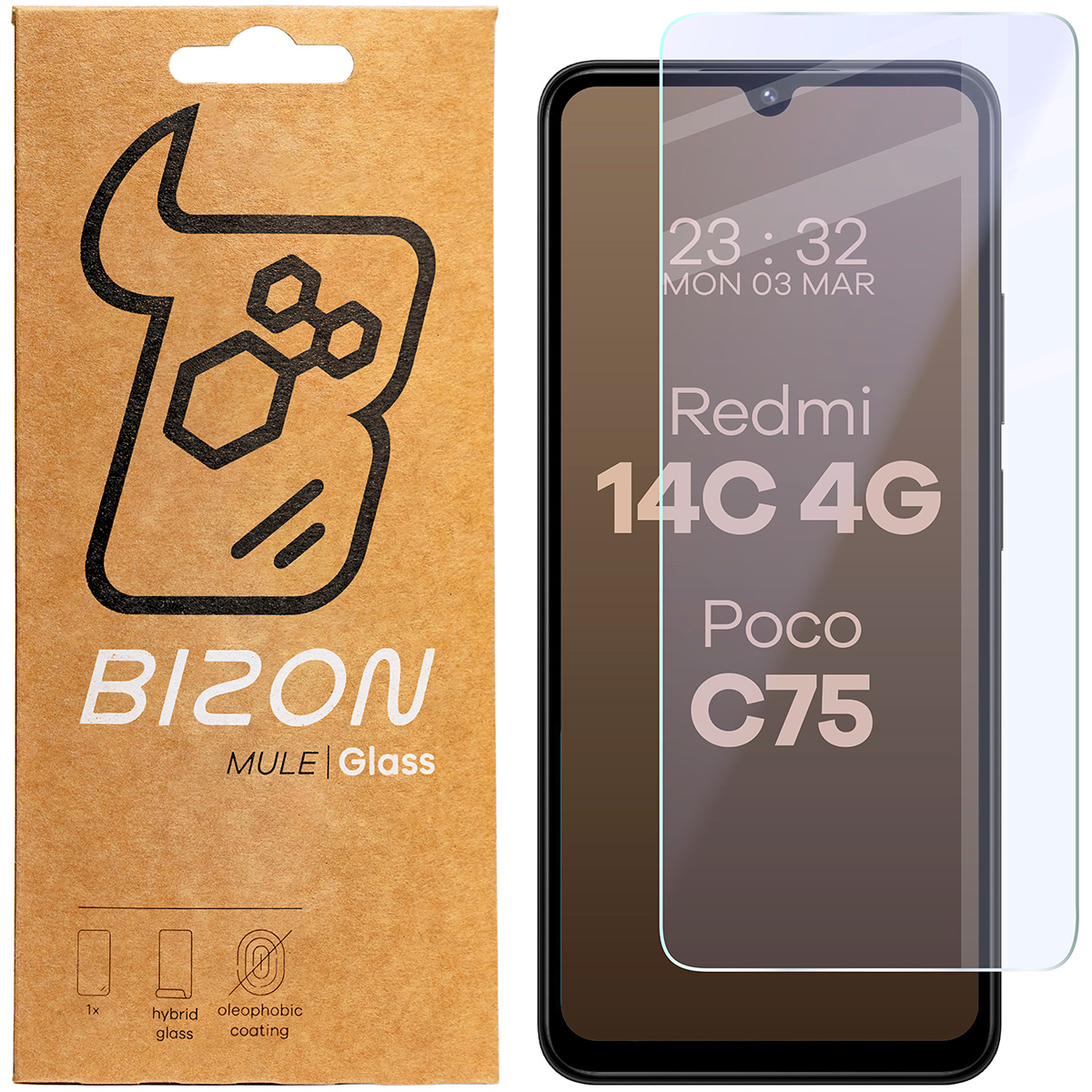 Szkło hybrydowe na ekran Bizon Glass Mule do Xiaomi Redmi 14C 4G / POCO C75