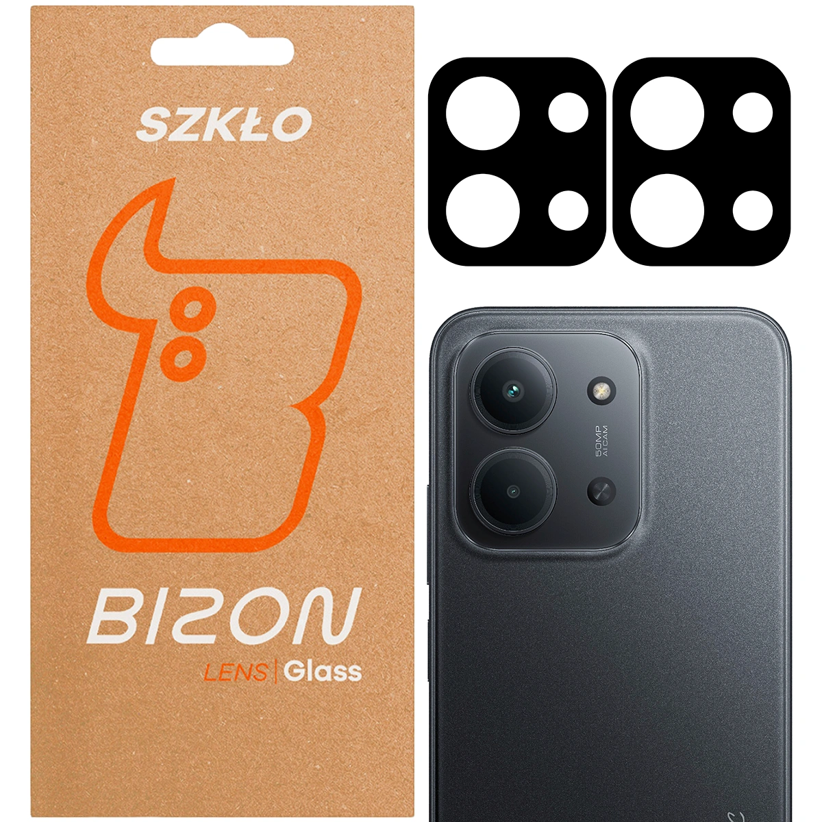 Pudełko i 2 sztuki szkła na aparat Bizon Glass Lens do Xiaomi Redmi 15C 4G / 5Gi