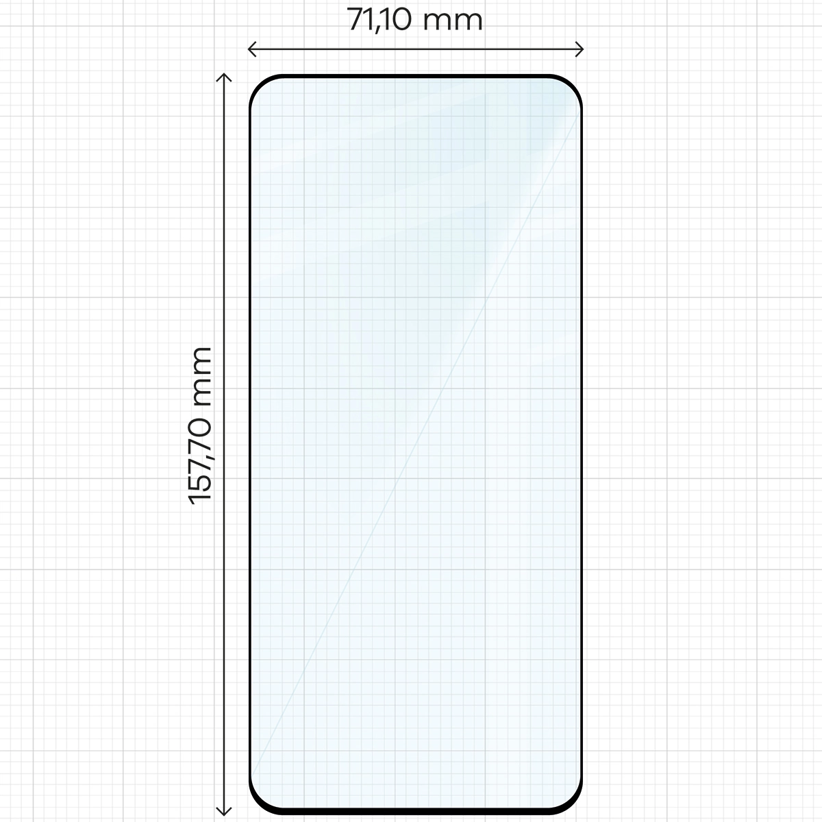 Wymiary szkła Bizon Glass Edge Duo do Xiaomi Redmi Note 14 4G / Xiaomi Redmi Note 14 5G / Xiaomi POCO M7 Pro 5G